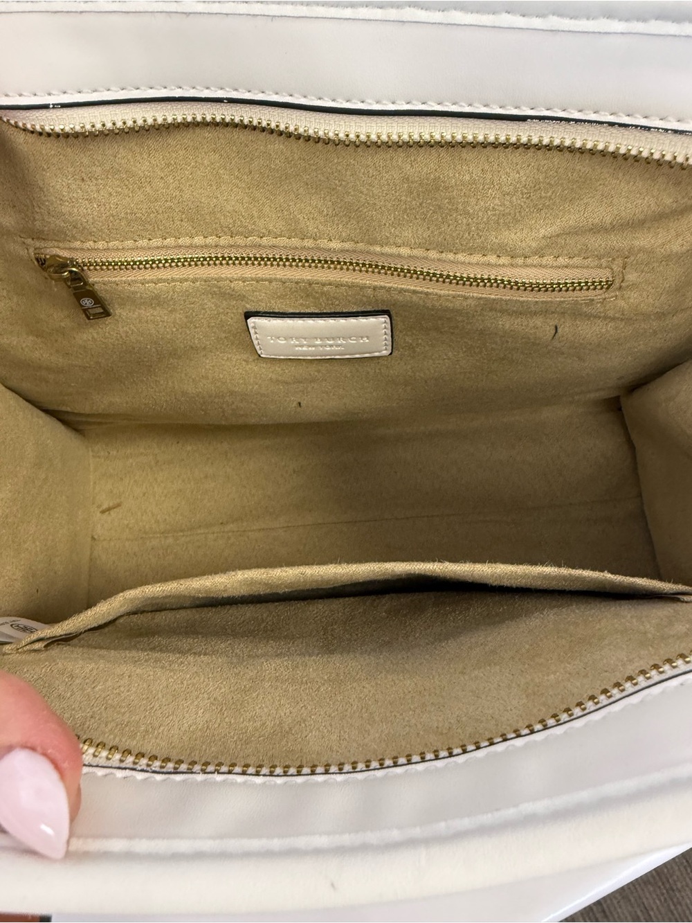 TORY BURCH • Small T monogram denim tote purse - Picture 9 of 12